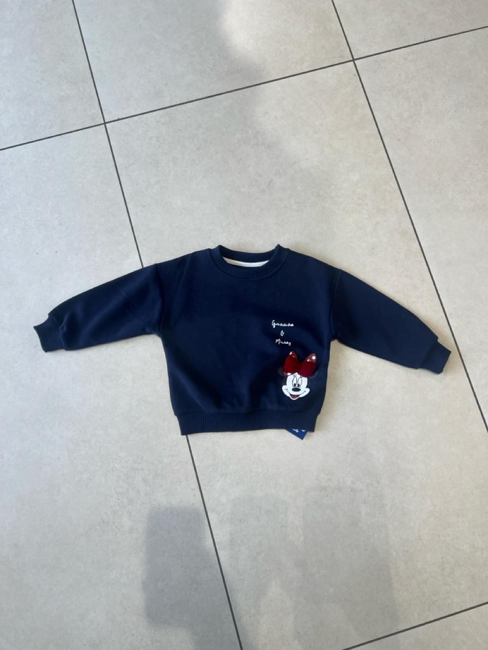 Navy Minnie Mouse Graphic Sweatshirt with 3D Bow