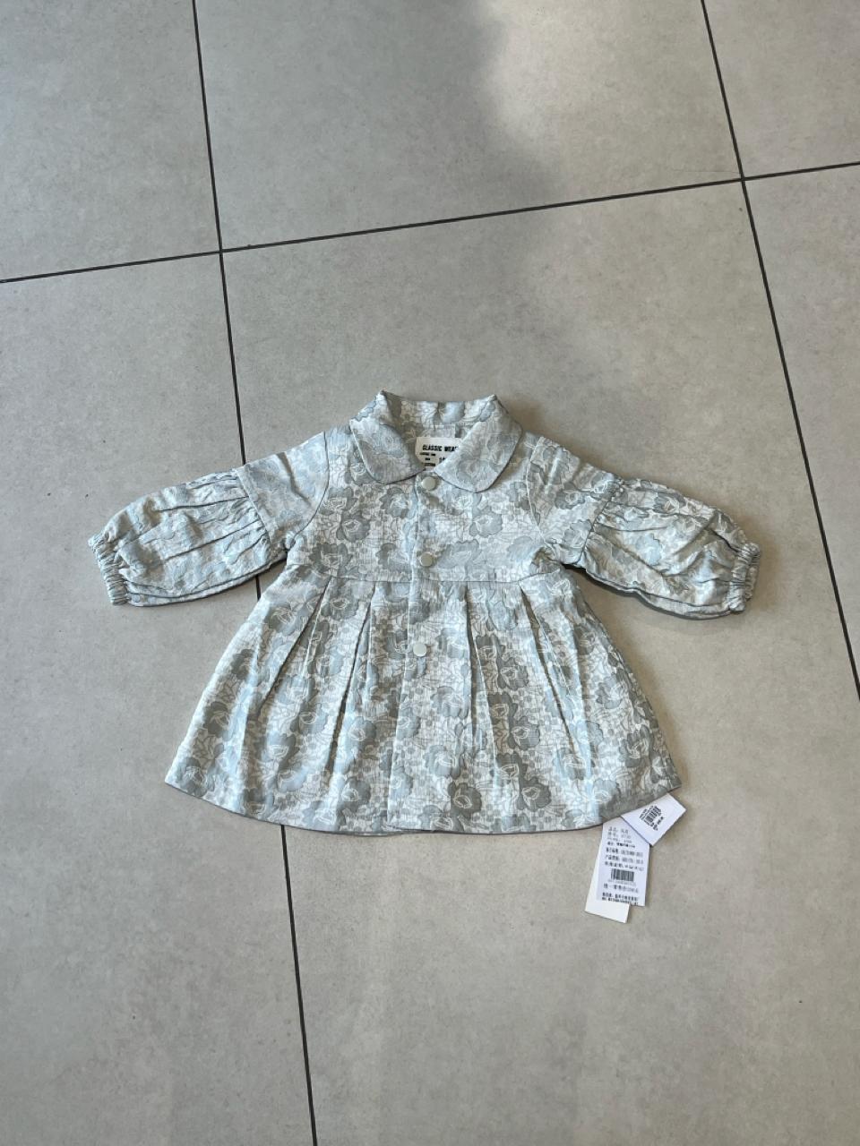 Sage Green Floral Jacquard Puff Top Dress