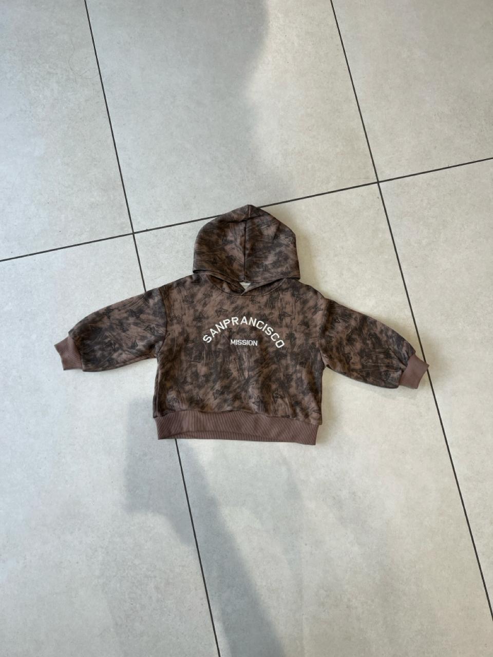 Brown  Hoodie Tie-Dye San Francisco Mission Hoodie with Butterfly Print