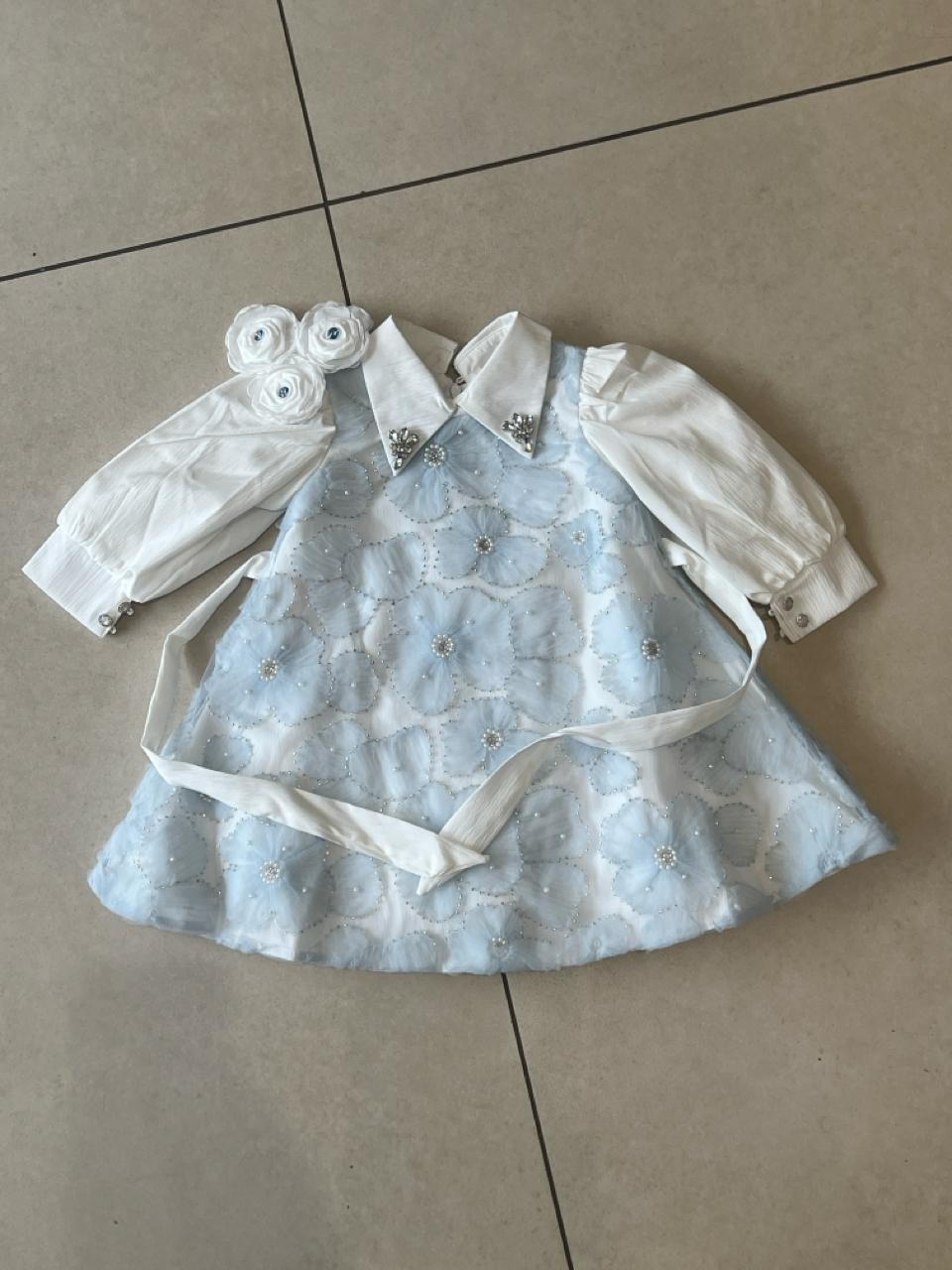 Blue Frock Flower Beaded Dress