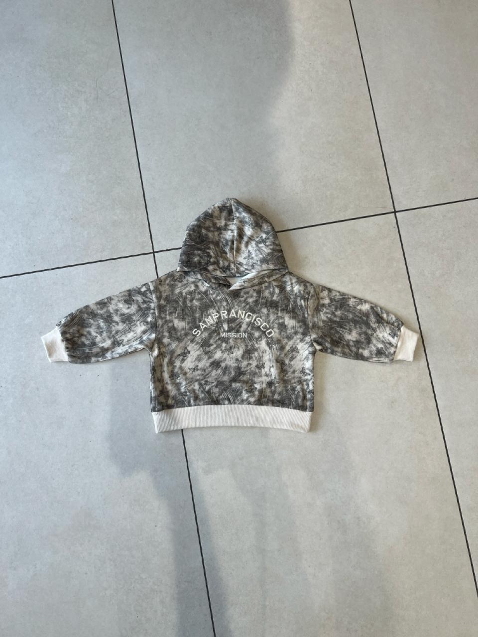 Grey Tie-Dye San Francisco Mission Hoodie with Butterfly Print