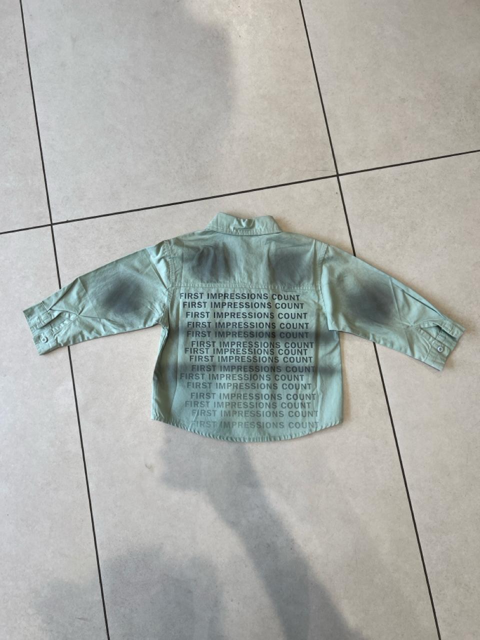 Mint Green Long Sleeve Slogan Shirt with Chest Pocket