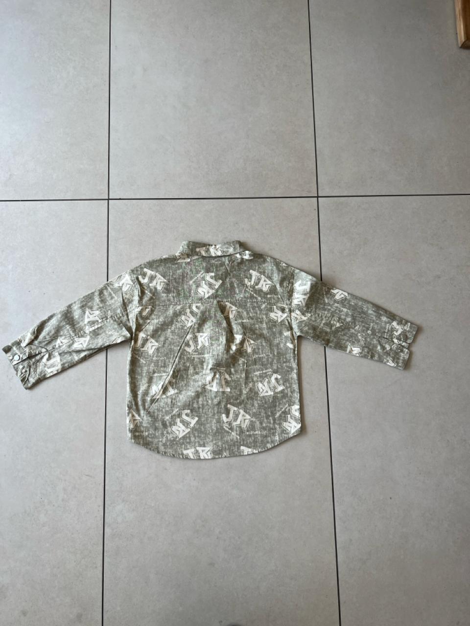 Olive Letter Graffiti Print Long Sleeve Shirt