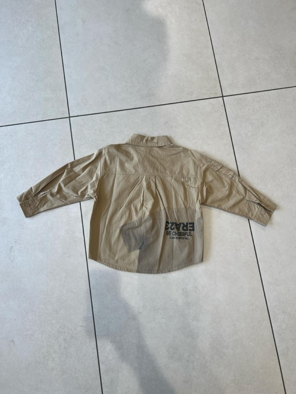 Khaki Washed "Art From Life" Graphic Long Sleeve Shirt