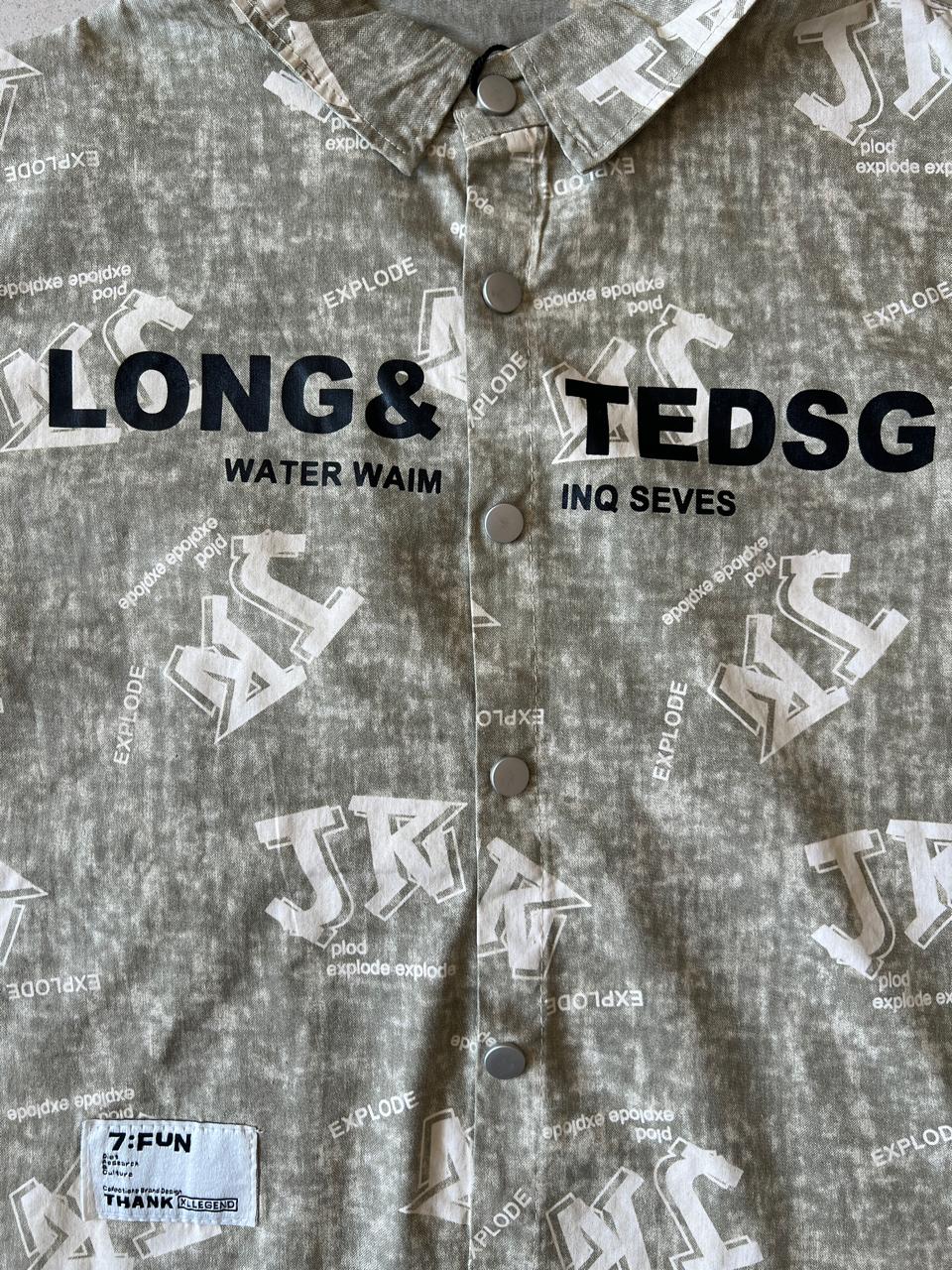Olive Letter Graffiti Print Long Sleeve Shirt