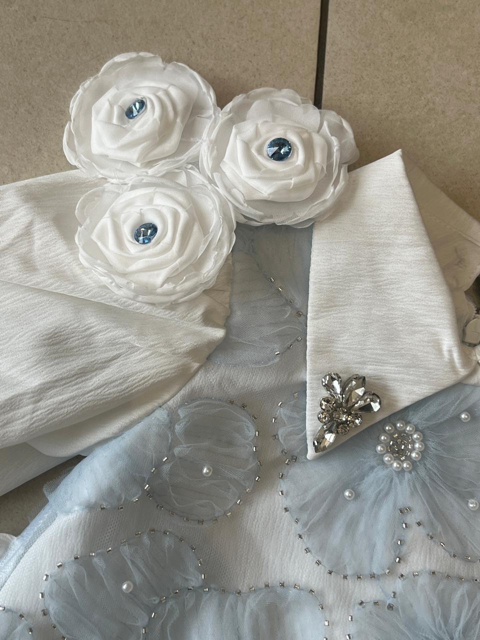 Blue Frock Flower Beaded Dress