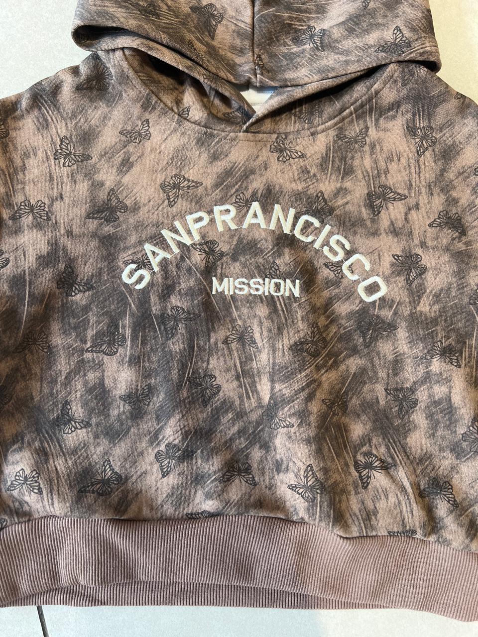 Brown  Hoodie Tie-Dye San Francisco Mission Hoodie with Butterfly Print