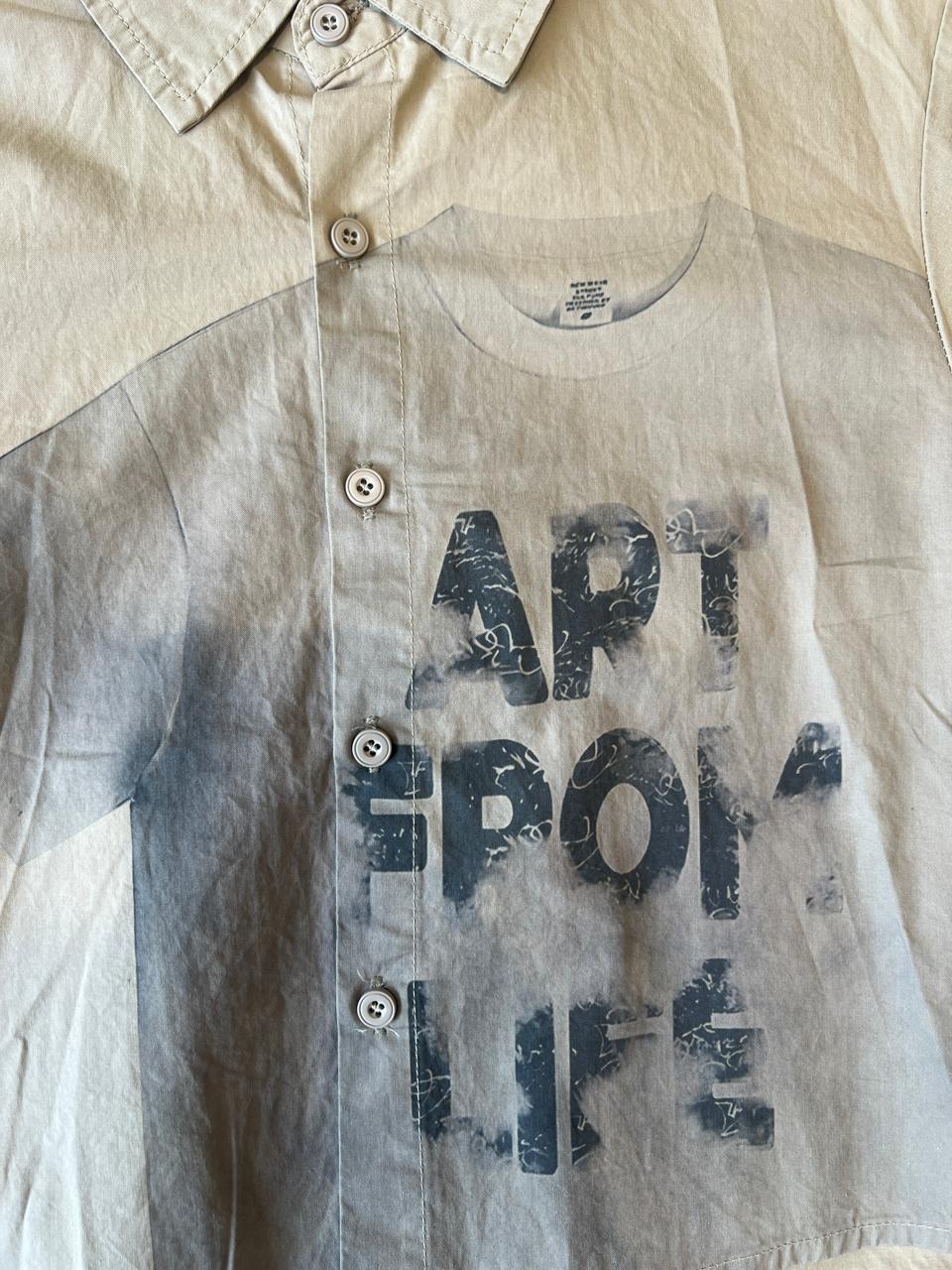 Khaki Washed "Art From Life" Graphic Long Sleeve Shirt
