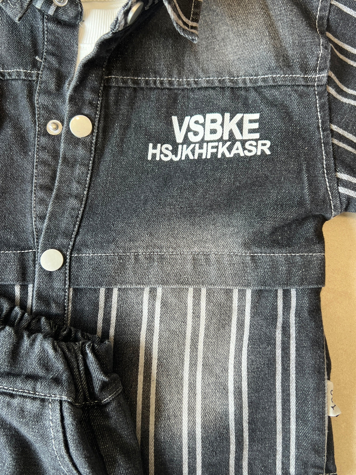 Black Denim Jacket and Graphic Tee and Pants 3-Piece Set, Kids Ages 3-8, close-up, aataa kidd