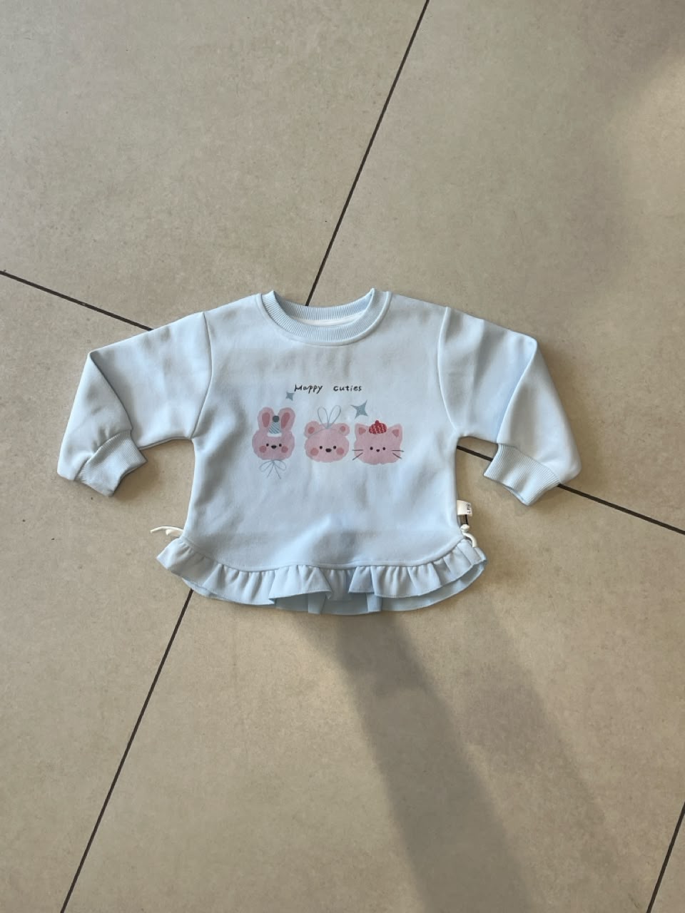 Baby Blue Animal Print Ruffle Hem Top for Girls | Ages 2-6