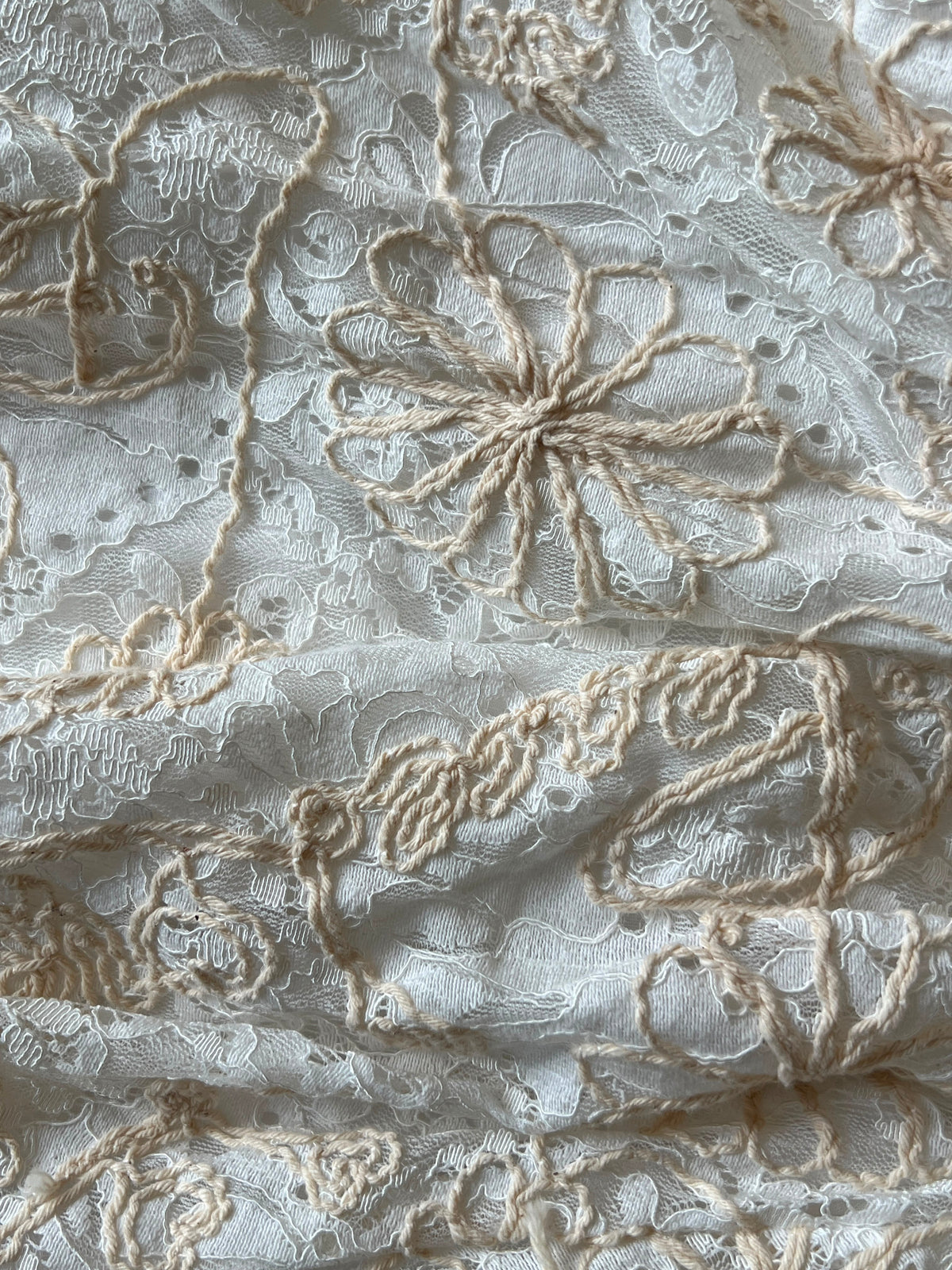 Cream Lace Embroidered Top and Bloomer Set with Rose Corsage, Girls Ages 3-7, close-up, aataa kidd