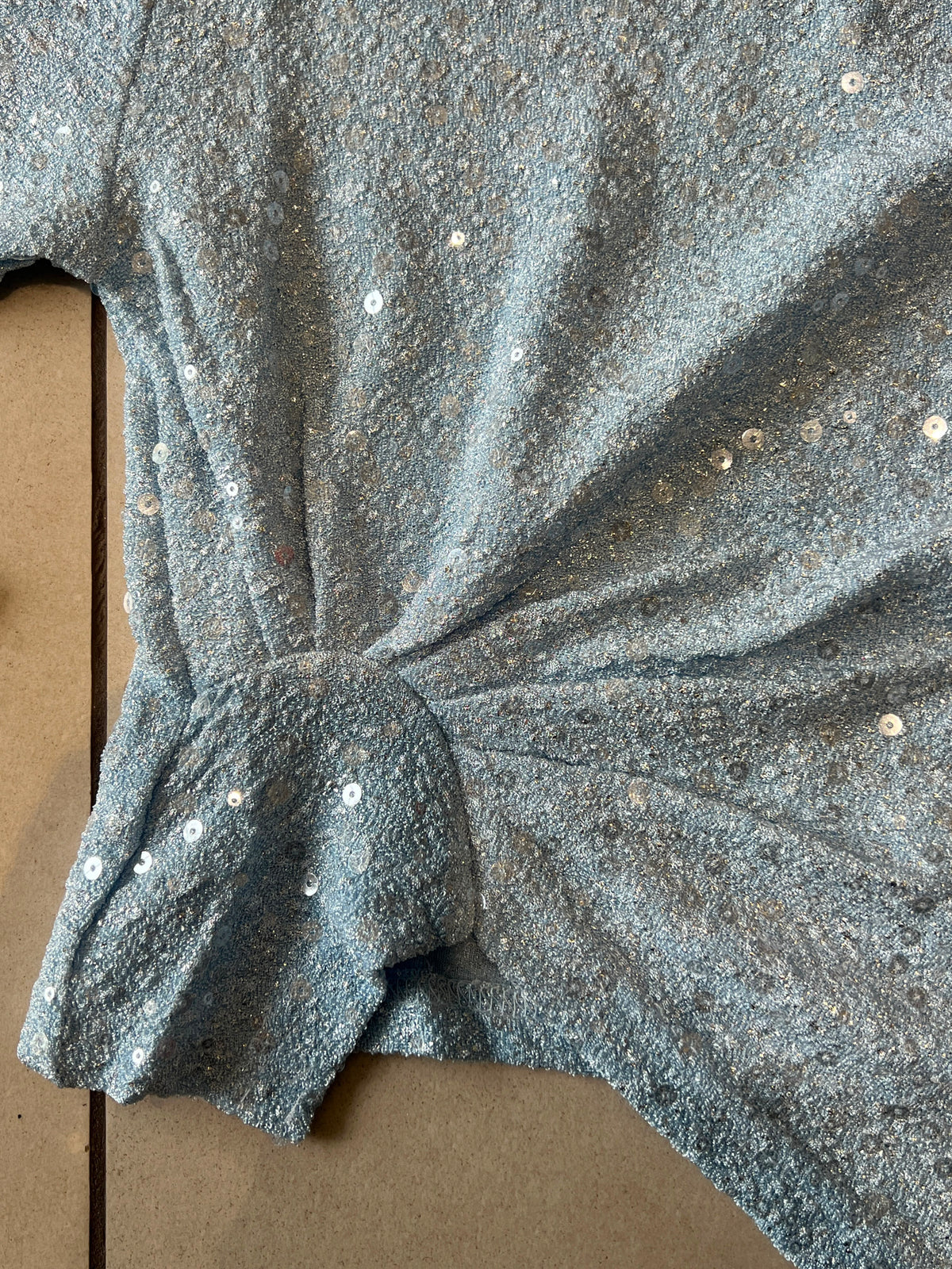 Baby Blue Sequin-Dot Boucle Long Sleeve Top for Girls, Ages 1-5, back view, aataa kidd
