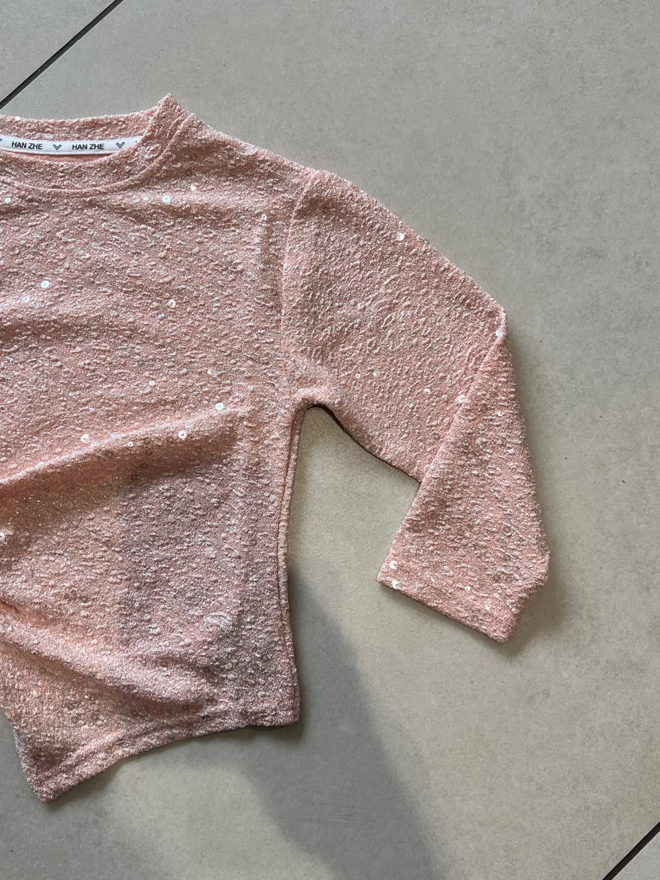 Blush Pink Sequin-Dot Long Sleeve Top for Girls, Casual Party Top, Ages 2-6, lifestyle view, aataa kidd