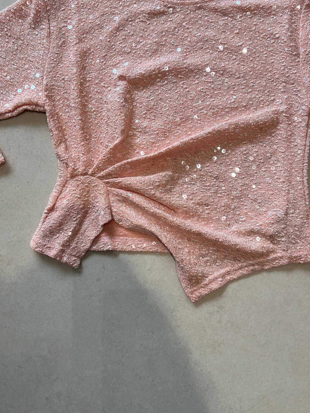 Blush Pink Sequin-Dot Long Sleeve Top for Girls, Casual Party Top, Ages 2-6, close-up, aataa kidd