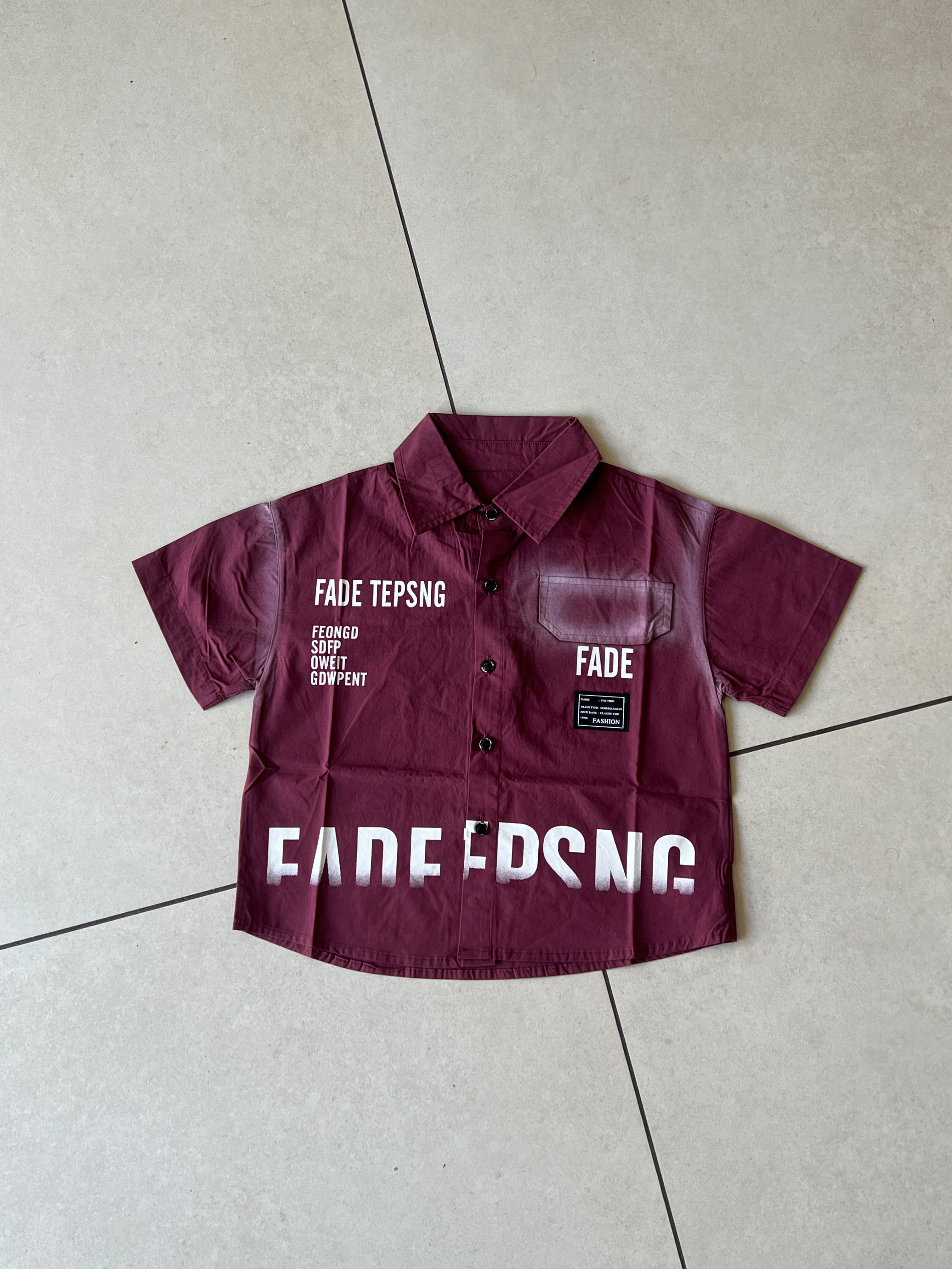 FADE TEPSNG Graphic Shirt for Boys | Wine Button-Down | Ages 3-8
