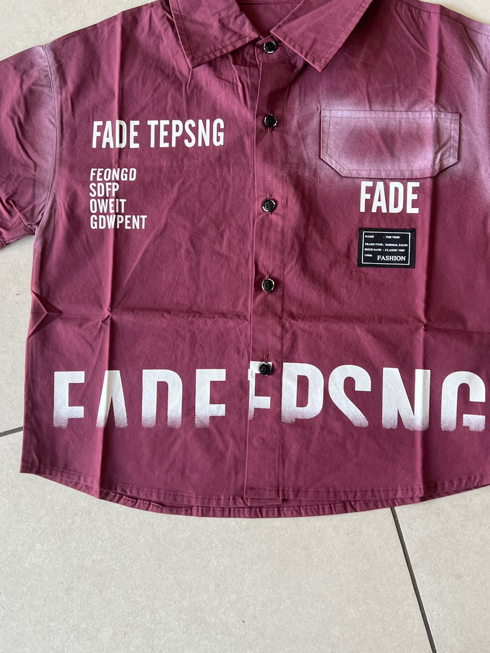 FADE TEPSNG Graphic Shirt for Boys | Wine Button-Down | Ages 3-8