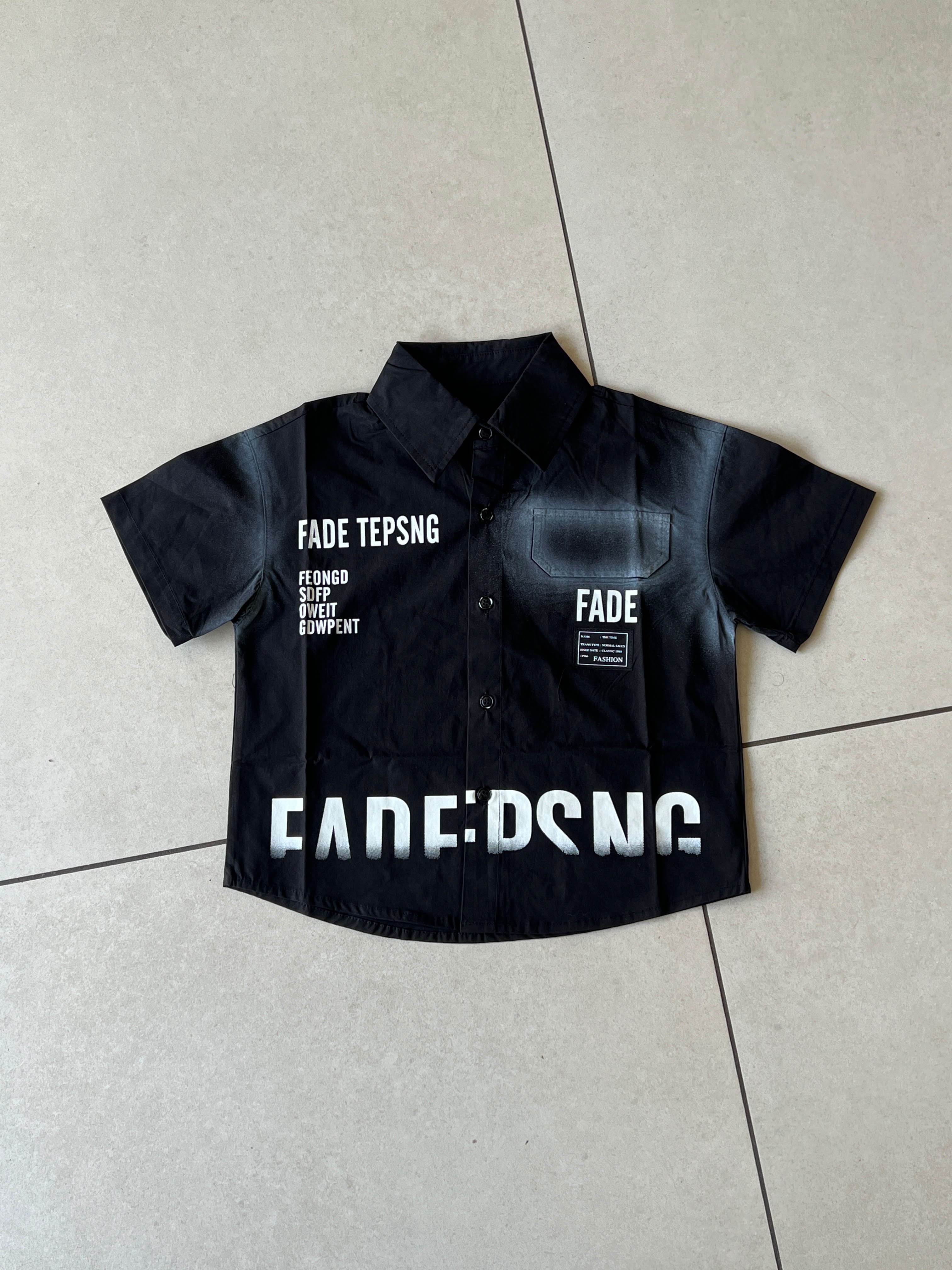 FADE TEPSNG Graphic Shirt for Boys | Black Button-Down | Ages 3-8