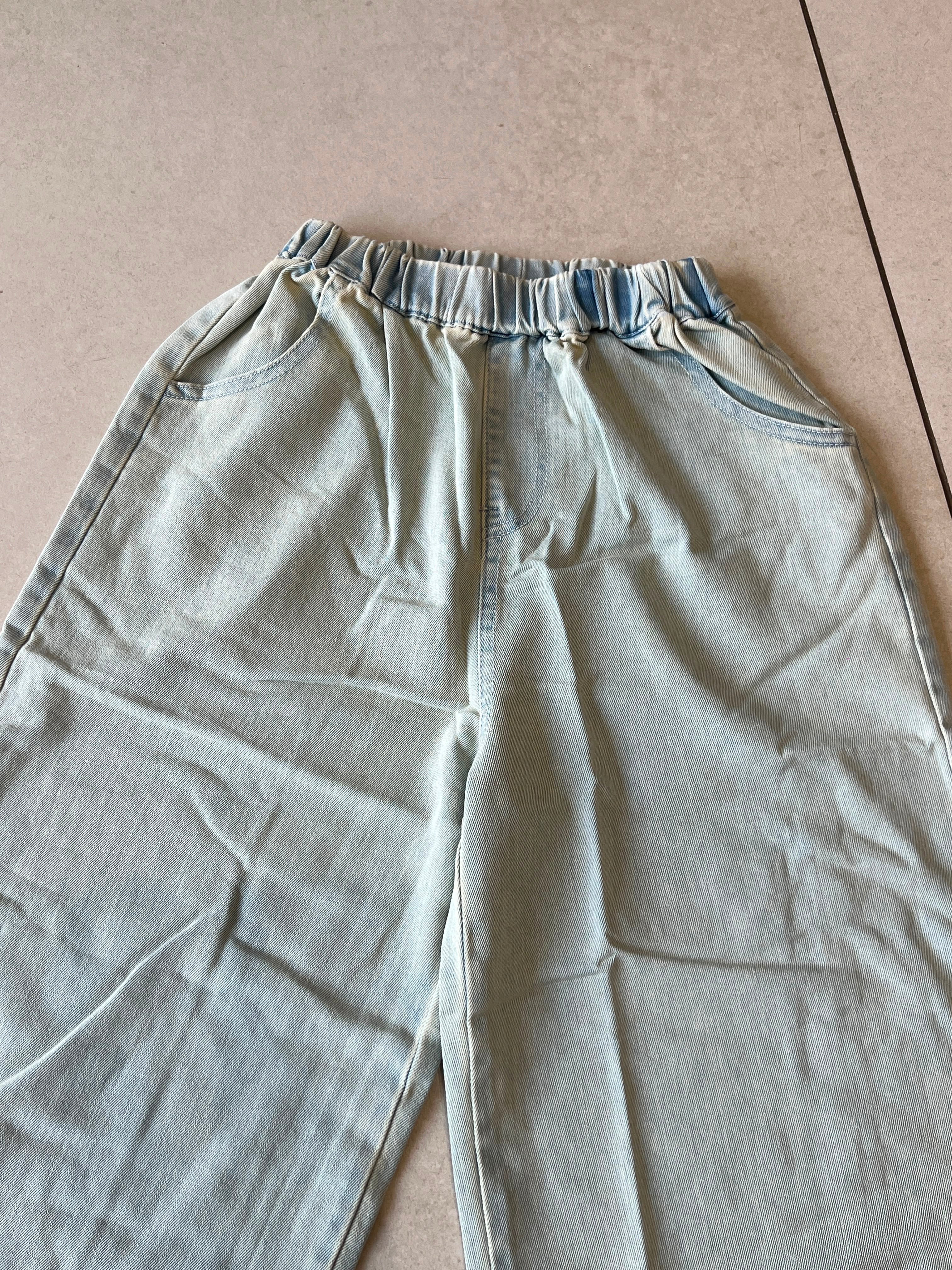 Wide-Leg Denim Pants for Girls | Floral Embroidery Hem | Ages 3-8
