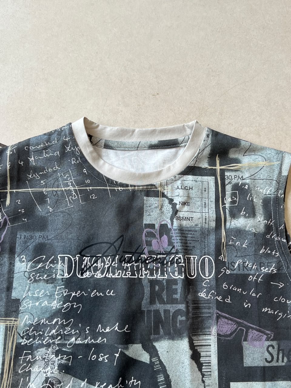 Newspaper Print Sleeveless | Dark Grey | Ages 3-8