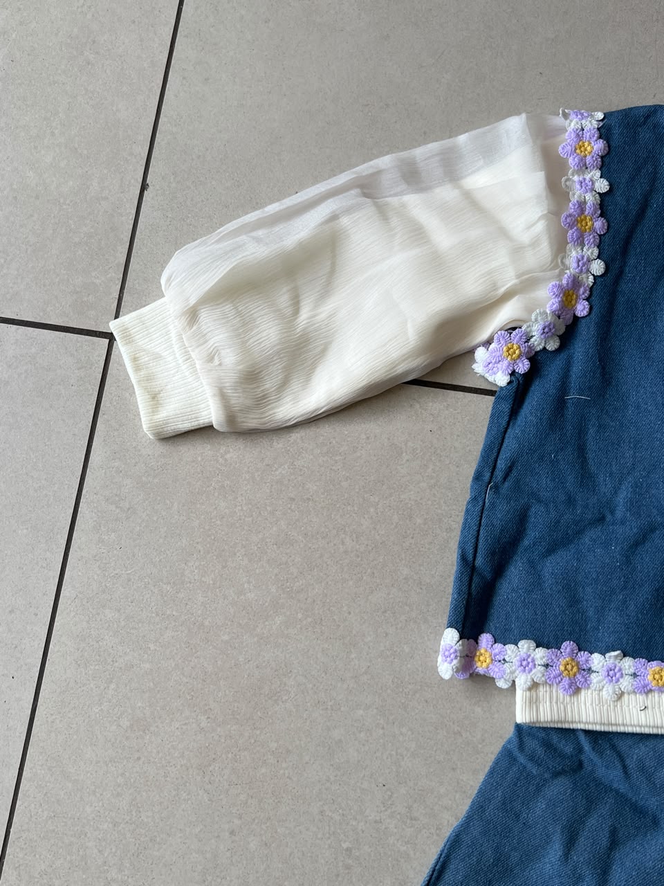 3-Piece Daisy Denim Set for Girls | Purple Flower Trim | Ages 2-5