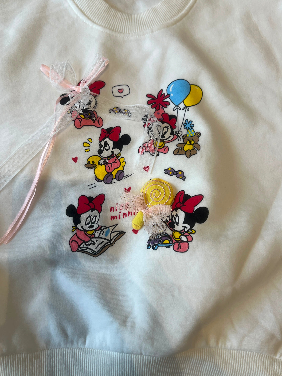 Girls Cute Cartoon Print Fleece Sweatshirt with Bow Detail | Ages 1–6, collar detail, aataa kidd