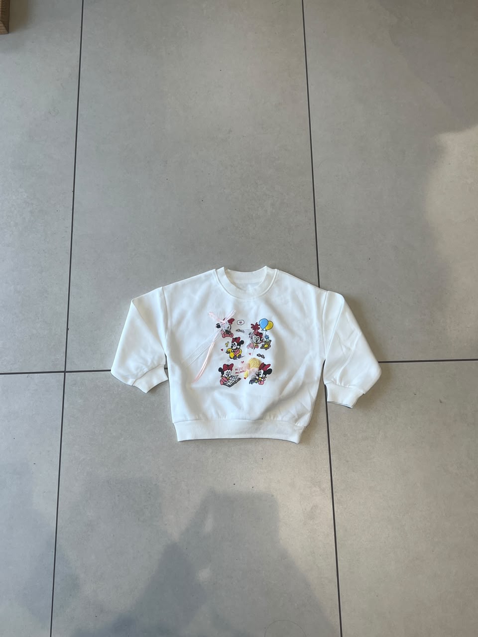 Girls Cute Cartoon Print Fleece Sweatshirt with Bow Detail | Ages 1–6, close-up texture, aataa kidd