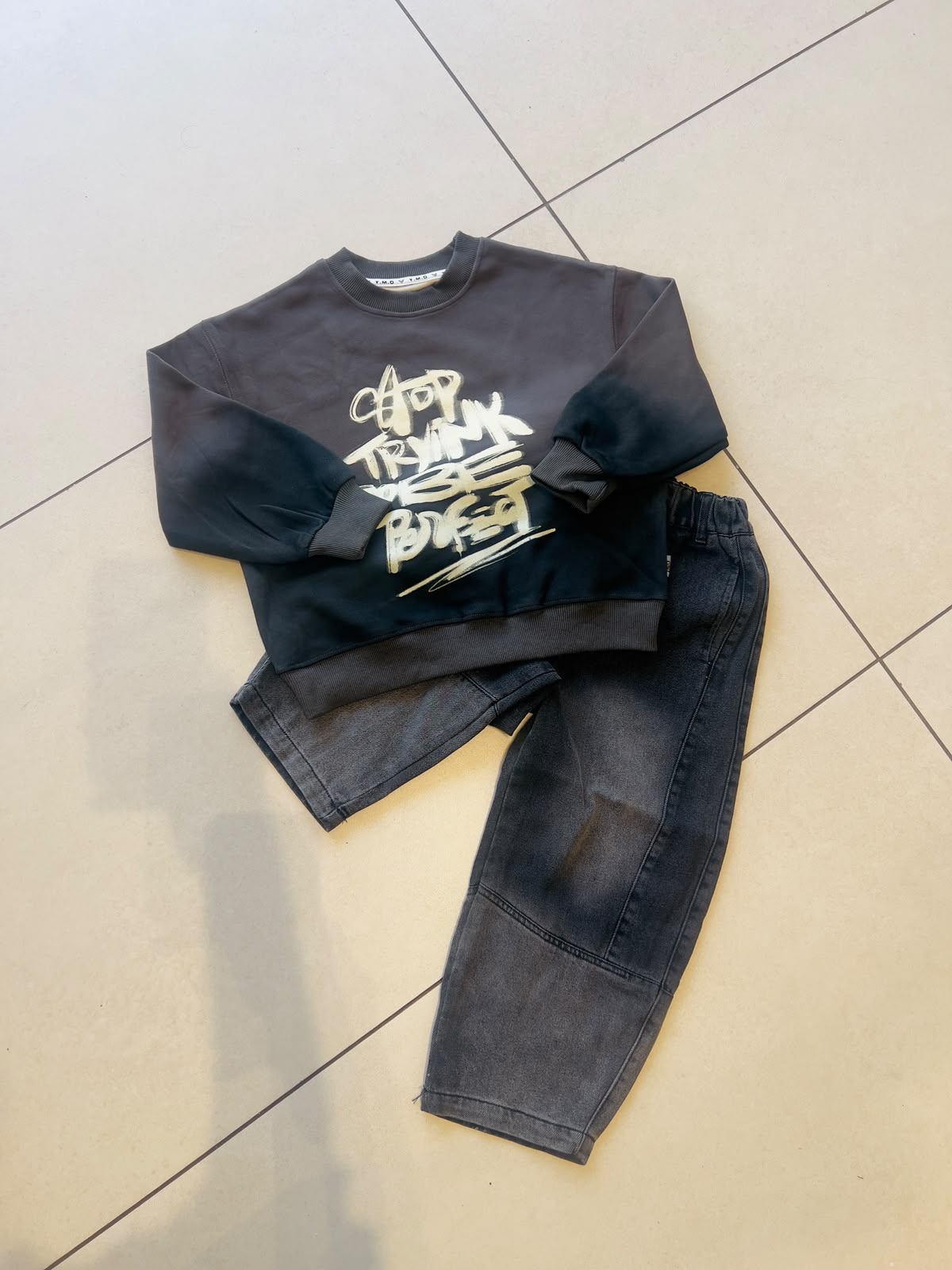 Everyday Crewneck Graphic Cotton T-Shirt for Kids | Ages 3–8, front view, aataa kidd