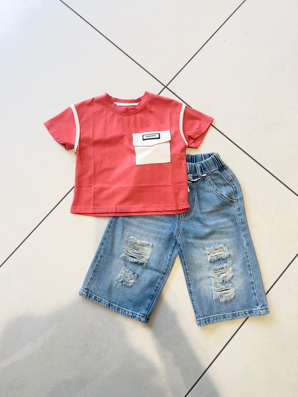 Everyday Crewneck Graphic Cotton T-Shirt for Kids | Ages 1–6, close-up texture, aataa kidd