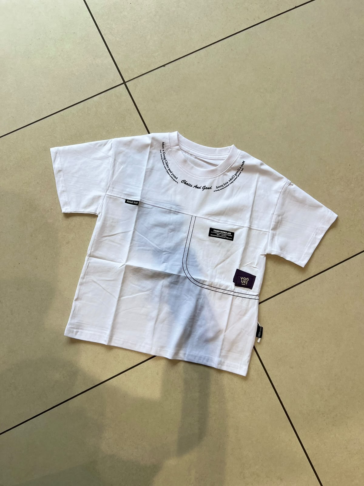 Everyday Crewneck Graphic Cotton T-Shirt for Kids | Ages 3–9, collar detail, aataa kidd