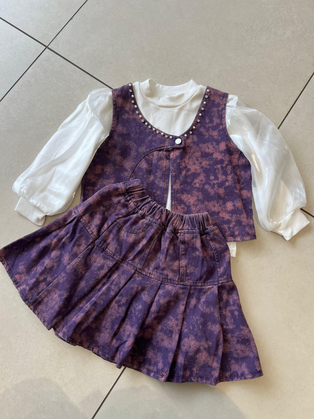 Coordinated Top and Bottom Casual Set for Girls | Ages 4–7, view 11, aataa kidd