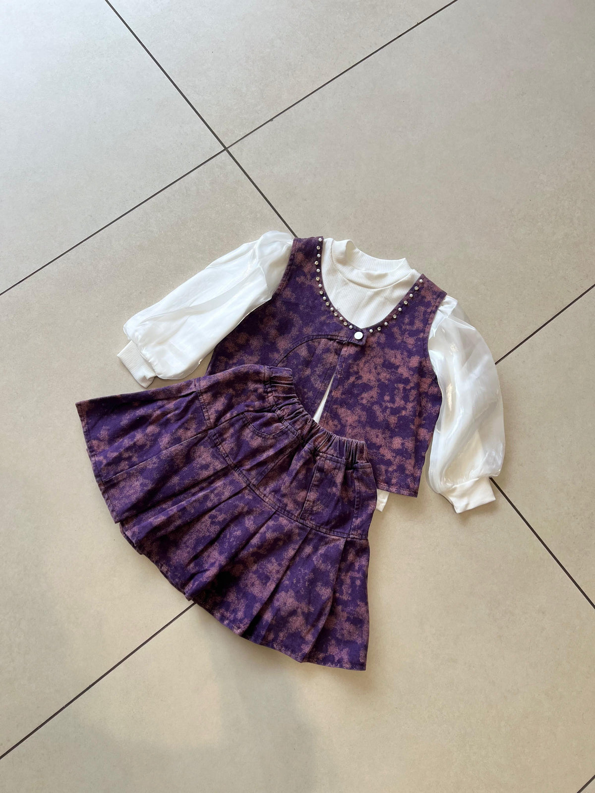 Coordinated Top and Bottom Casual Set for Girls | Ages 4–7, flat lay, aataa kidd