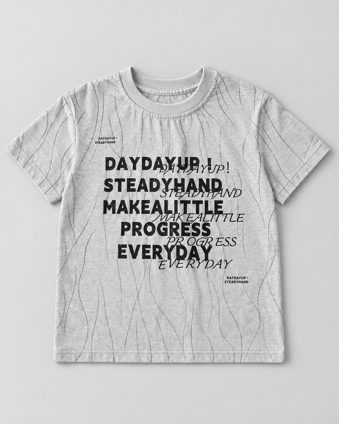 Everyday Crewneck Graphic Cotton T-Shirt for Kids | Ages 3–6, studio flat lay front view, aataa kidd