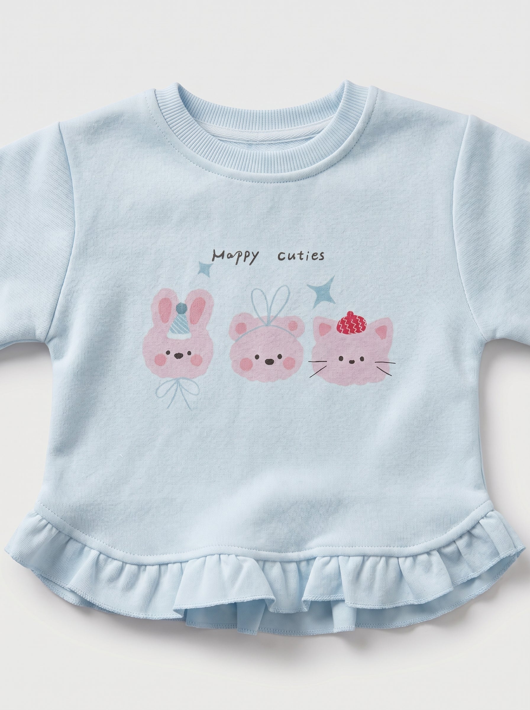 Baby Blue Animal Print Ruffle Hem Top for Girls | Ages 2-6