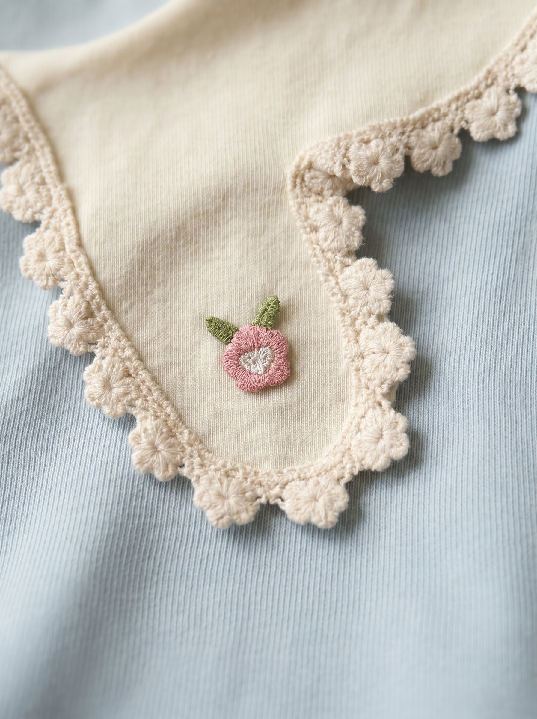 Baby Blue Lace Peter Pan Collar Long Sleeve Top for Girls | Ages 2-6