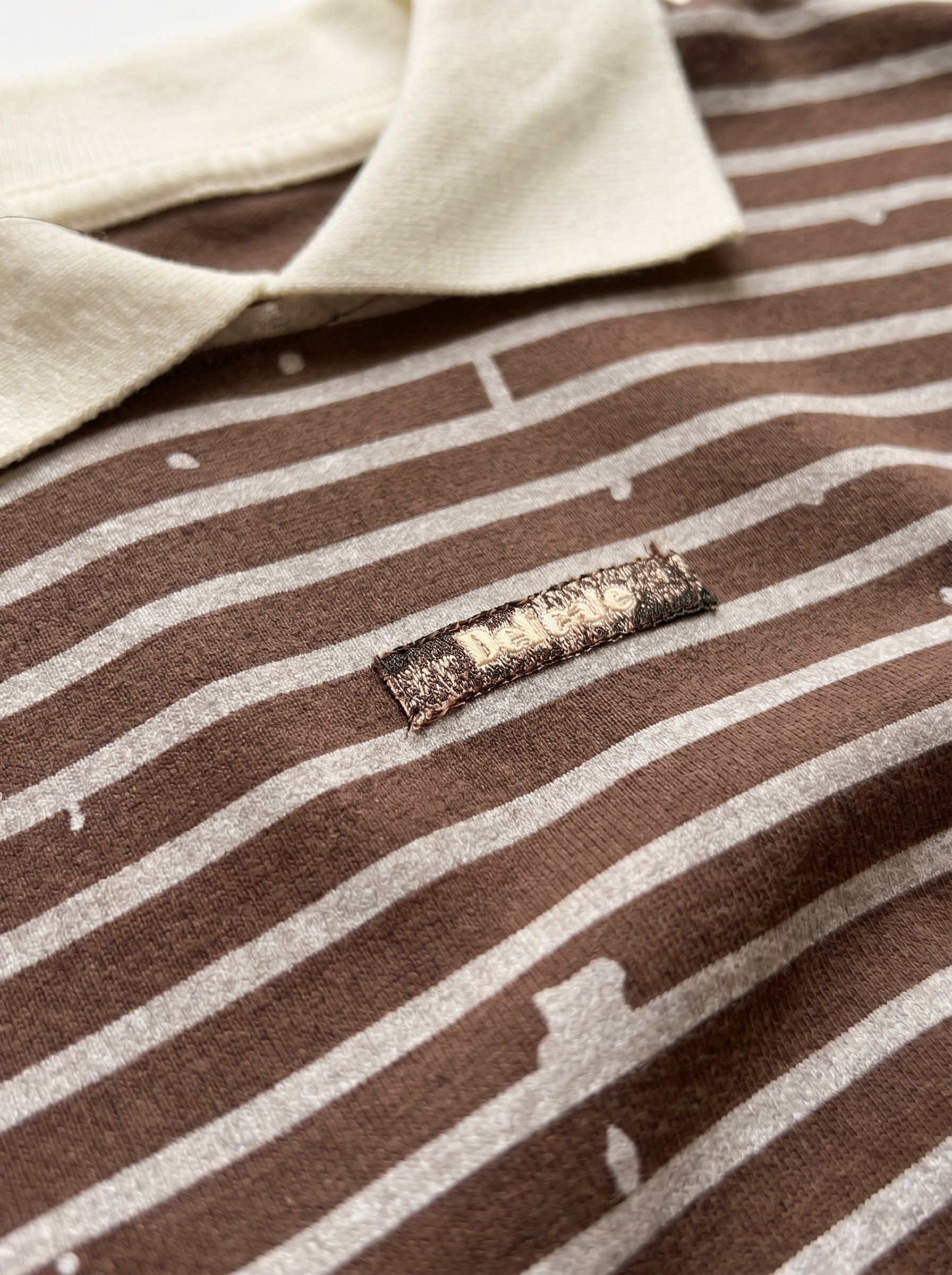 Brown Stripe Polo with Metallic Silver Paint-Splatter Print | Kids Ages 2-5