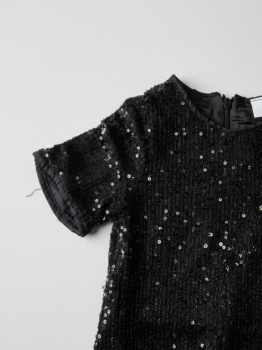 Black Full-Sequin Party Frock for Girls | Birthday Dress | Ages 1-4