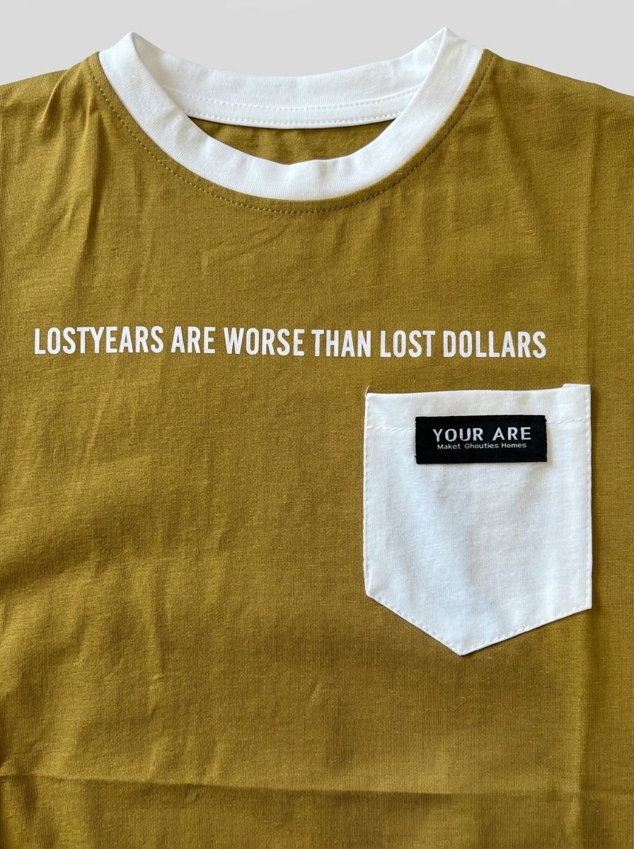 Olive Khaki Lost Years Text Print Tee for Kids | Ages 1-6