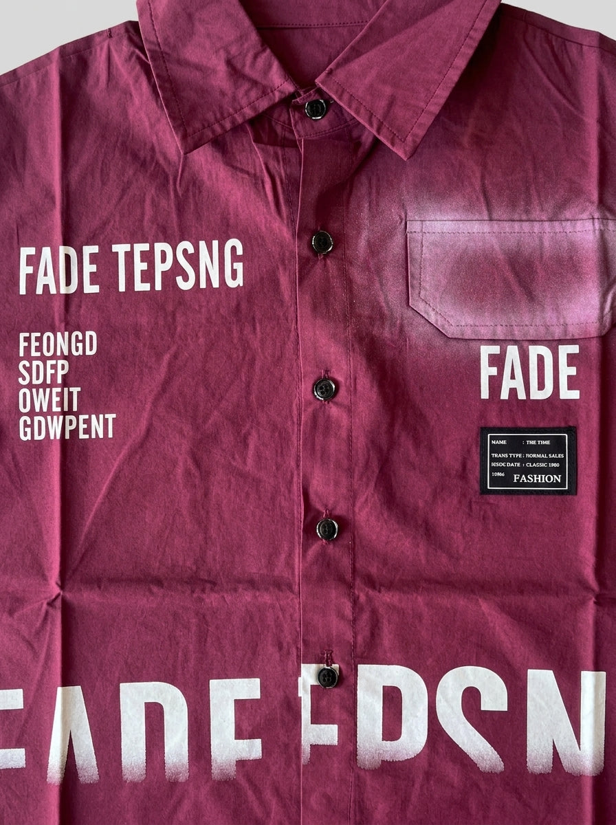FADE TEPSNG Graphic Shirt for Boys | Wine Button-Down | Ages 3-8