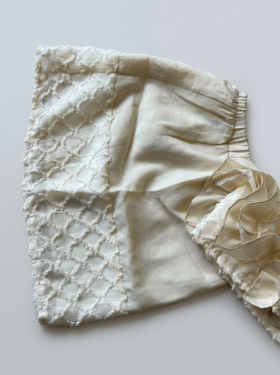 Ivory Quilted Ruffle Top and Sequin Floral Shorts Set for Girls | Ages 3-8
