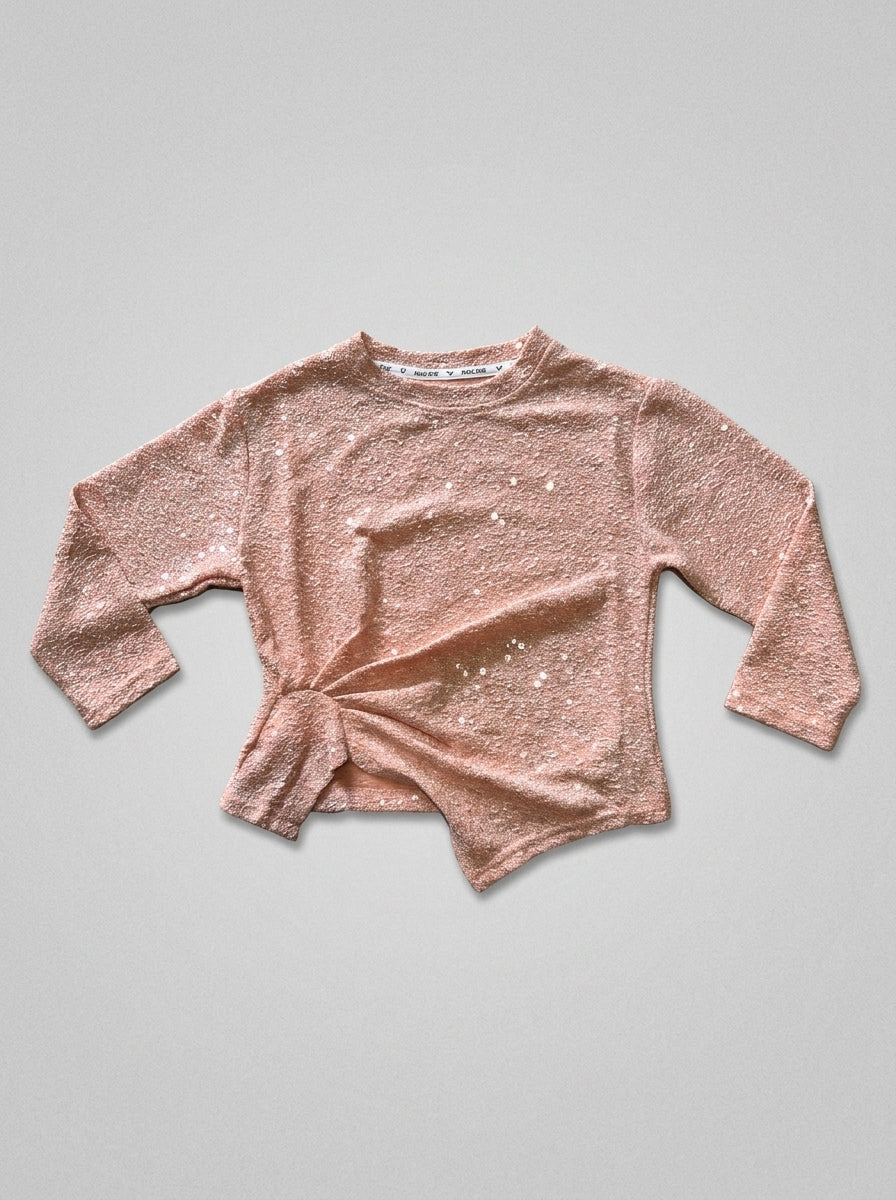 Blush Pink Sequin-Dot Long Sleeve Top for Girls | Casual Party Top | Ages 2-6
