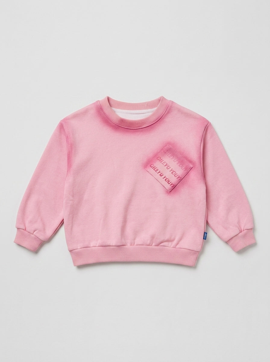 Rose Pink Sweatshirt with Embroidered Chest Pocket for Girls | Ages 2-6