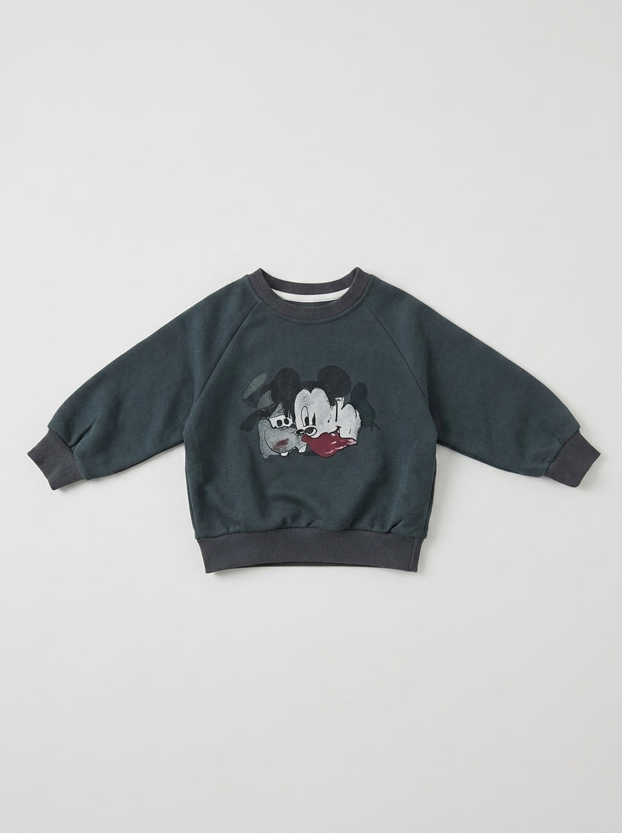 Navy Mickey and Pluto Vintage Graphic Sweatshirt for Kids | Ages 2-5