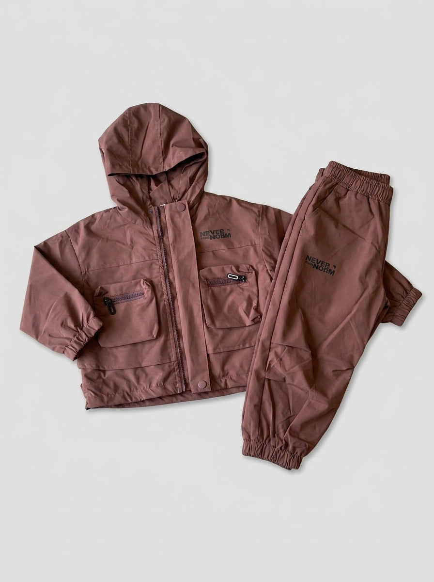 Dusty Rose Hooded Windbreaker and Pants Set  | Ages 2-6