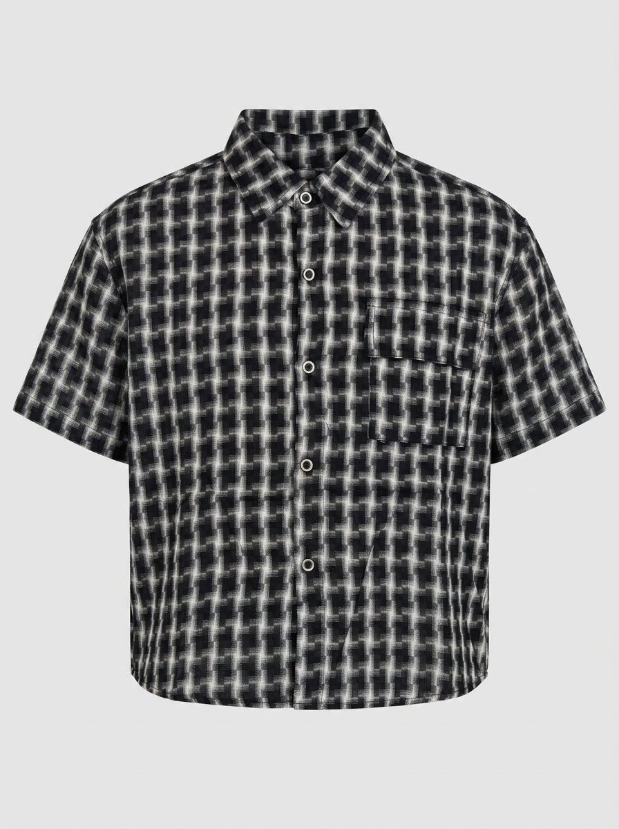 Monochrome Plaid Short-Sleeve Shirt for Boys | Classic Check | Ages 3-8