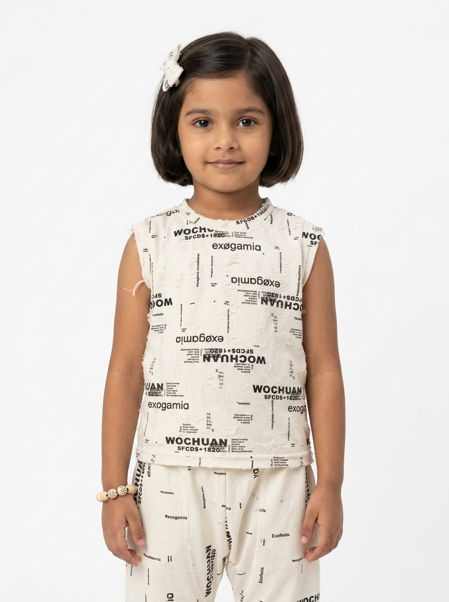 WOCHUAN Graphic Sleeveless Top for Girls | Streetwear | Ages 2-6