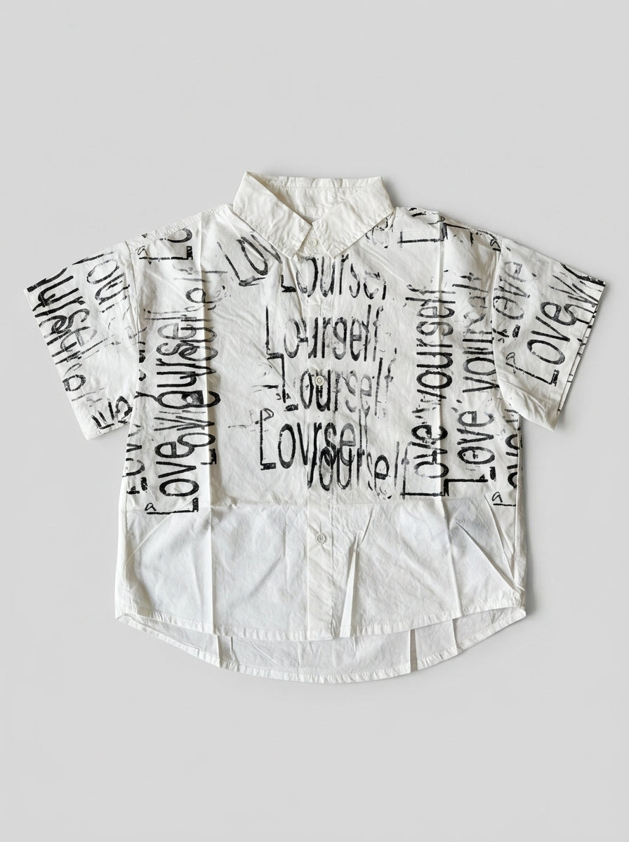 Love Yourself Printed Shirt for Boys | All-Over Script | Ages 3-8