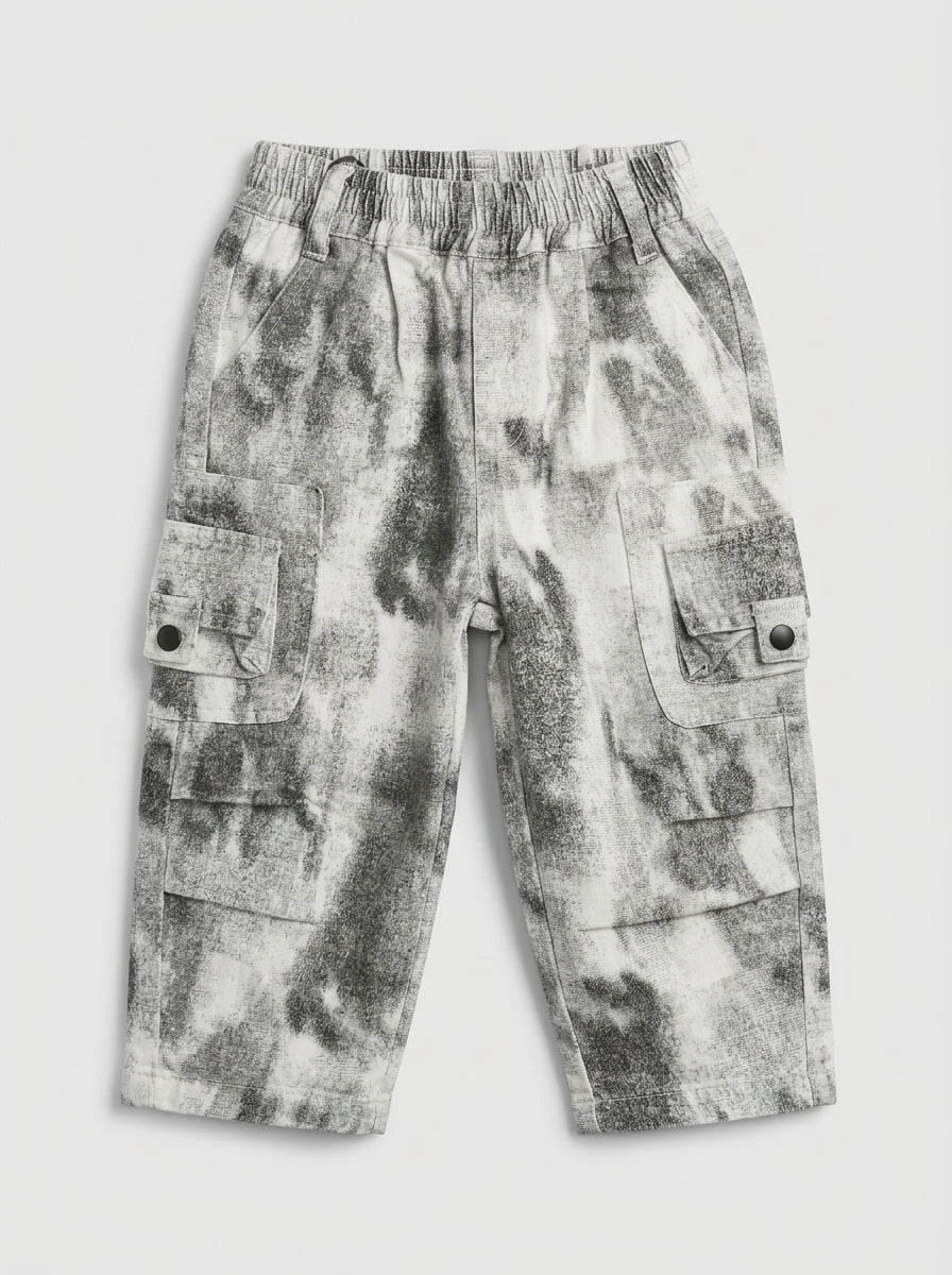 Grey Check Acid-Wash Cargo Jogger Pants for Kids | Ages 2-8